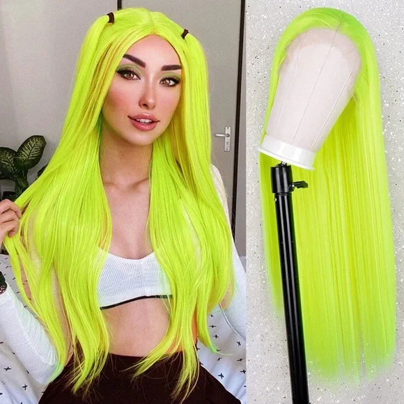 Accessories | 22 Fluorescent Green Straight Lace Front Wig  display picture 2
